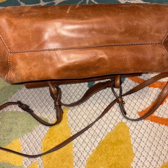 Frye Authentic Genuine Leather Satchel Messenger Bag Brown - Picture 10 of 16